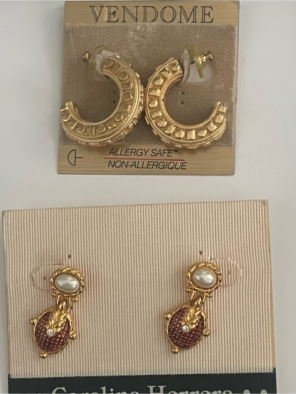 Vintage Vendome Gold-Tone Hoop Earrings - Gold and Caroline Herrera earrings